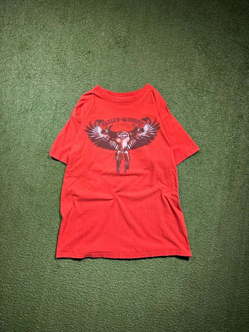 Vintage 2002 Harley-Davidson Jones H-D Shop Orange made in USA Graphic T-Shirt